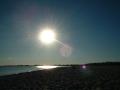 Solnedgang p� stranden