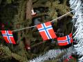 Norske flagg p� juletreet